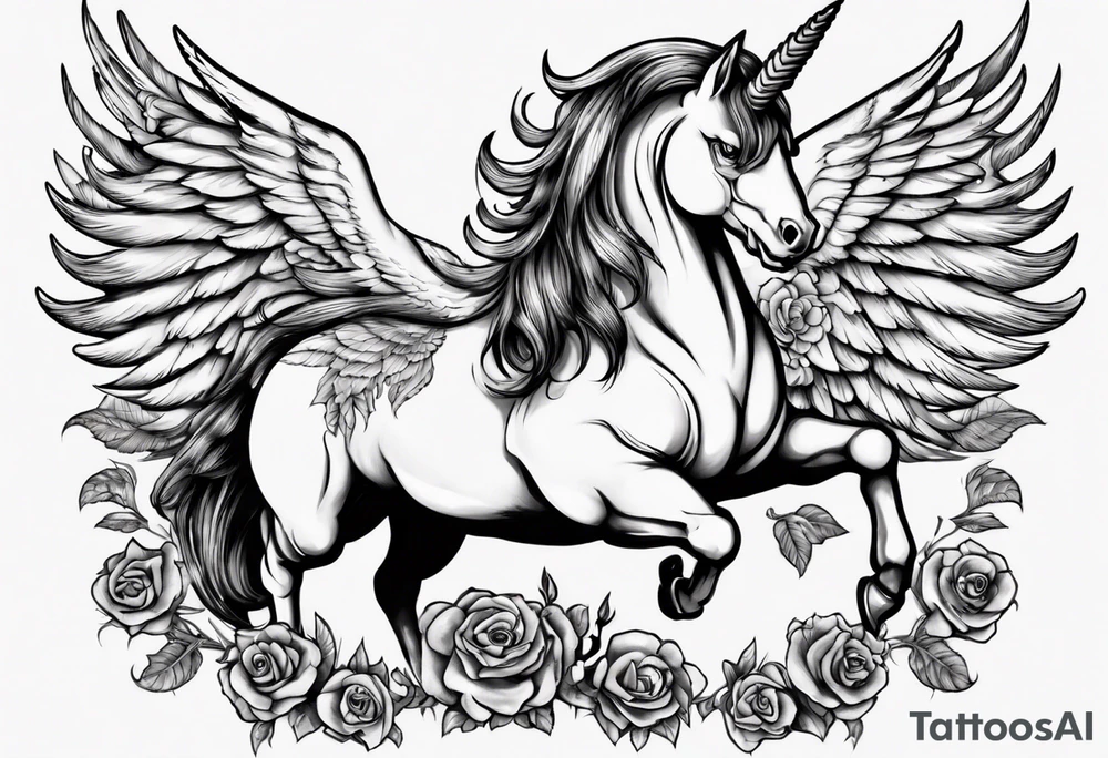 fat pegasus unicorn that looks like a rebel tattoo idea