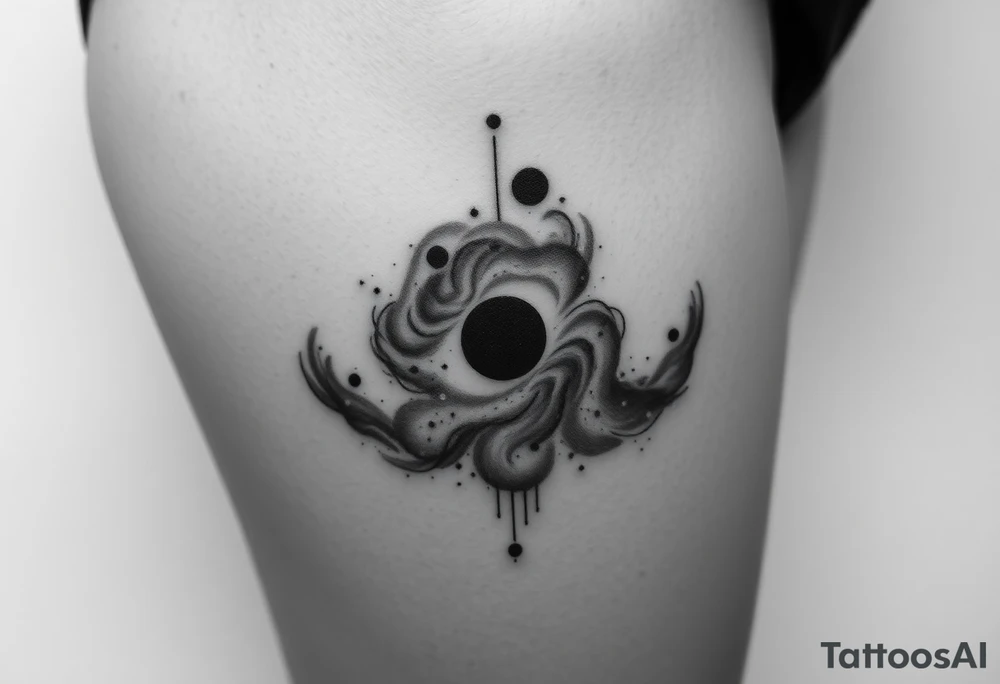 outer space galaxy scene with a black hole and nebula with stars tattoo idea