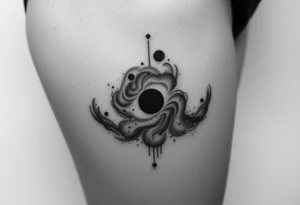 outer space galaxy scene with a black hole and nebula with stars tattoo idea