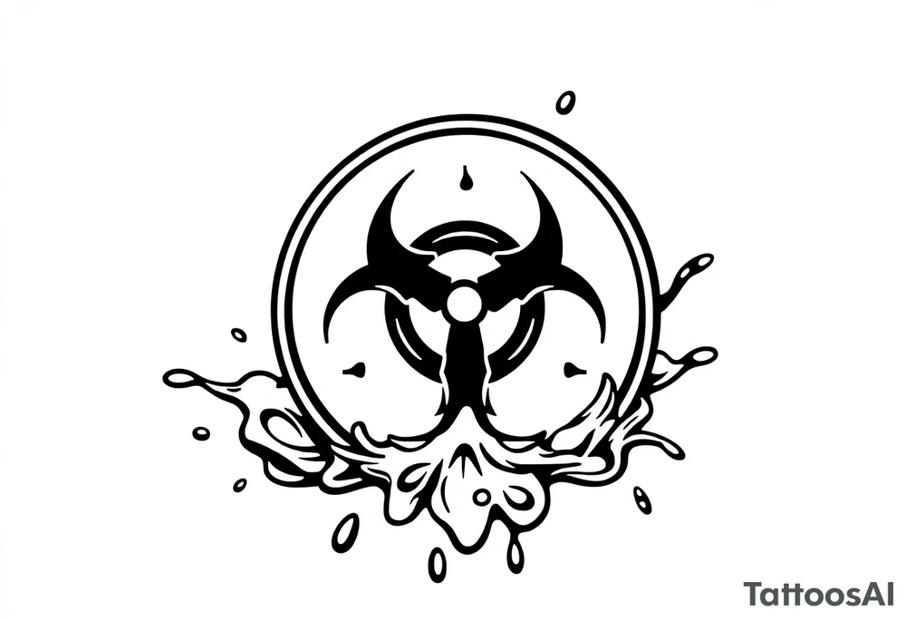 Contagion sign with toxic spill behind tattoo idea