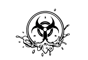 Contagion sign with toxic spill behind tattoo idea