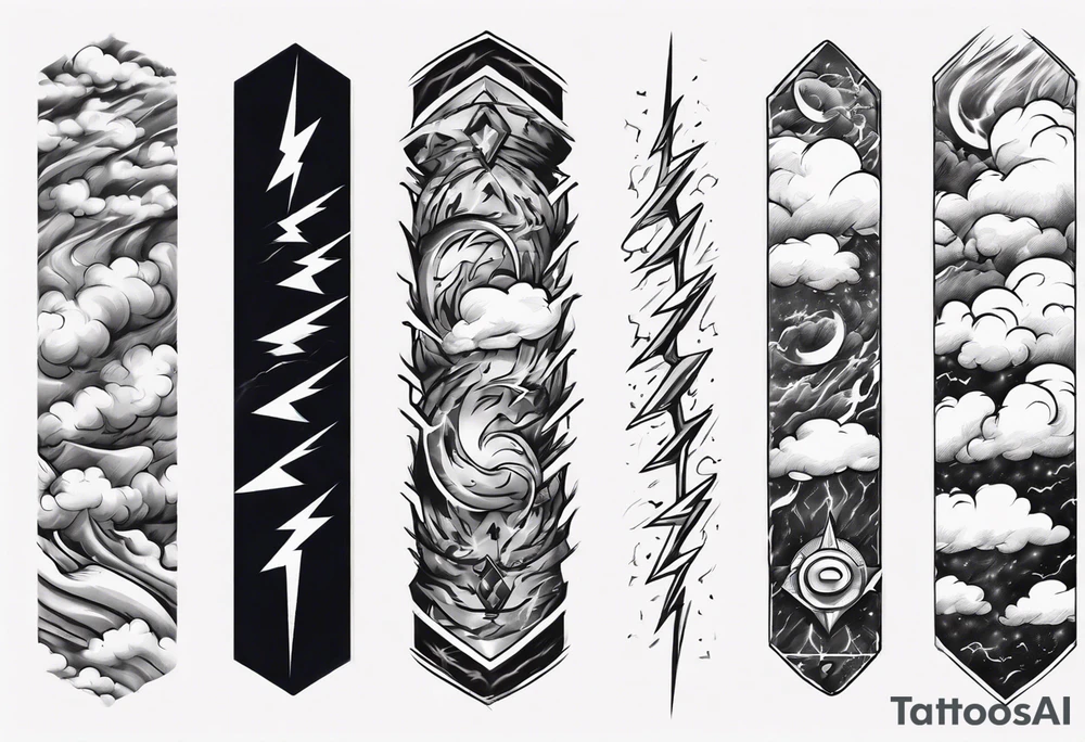 forearm sleeve lightning and clouds pattern tattoo idea forearm sleeve lightning and clouds pattern tattoo idea