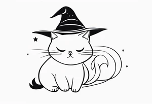 cute witch cat tattoo idea