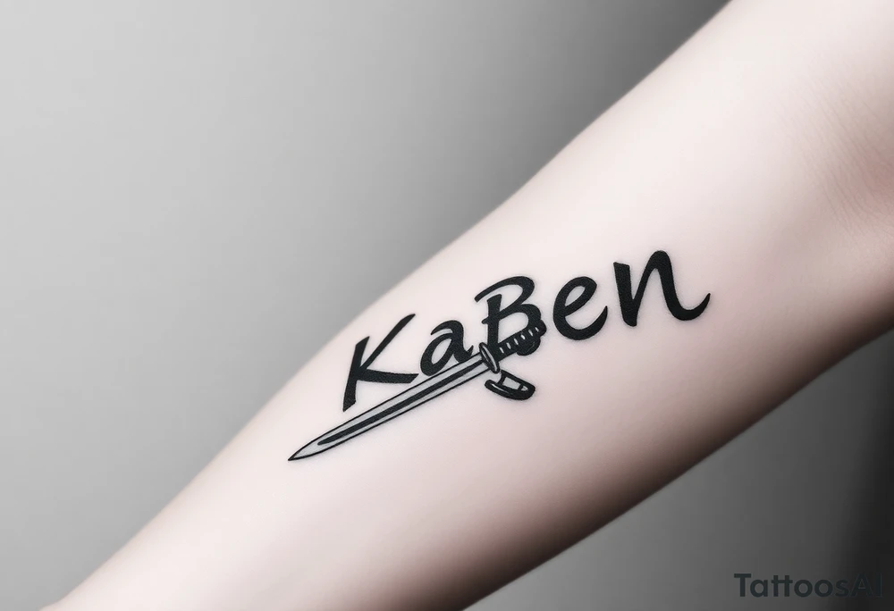 Fabled in korean with a katana through the word tattoo idea