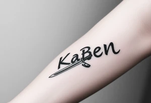 Fabled in korean with a katana through the word tattoo idea