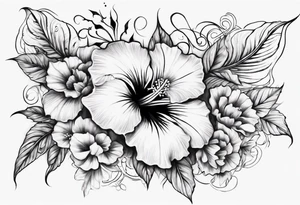 Hibiscusflower with Ornaments around an finelines tattoo idea
