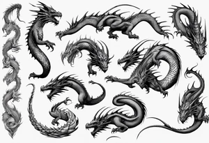 dragon with long body and scales tattoo idea