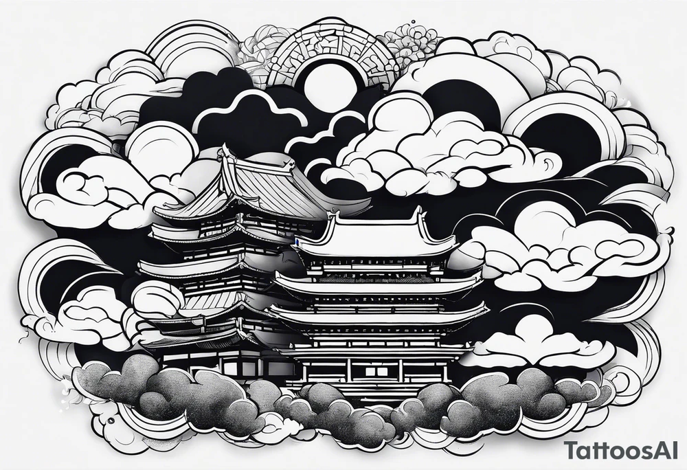 clouds minimalist in japanese tattoo style tattoo idea