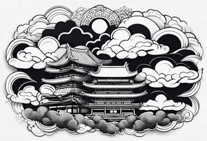 clouds minimalist in japanese tattoo style tattoo idea