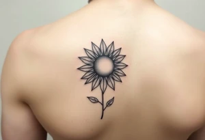 Half Sunflower, half sun tattoo that will "shine" on another small tattoo right above my elbow . It will go on my bicep with a stem, fine line and feminine tattoo idea