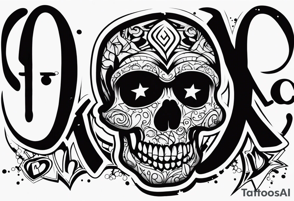 street art graffiti skull with the words "GenX OG" tattoo idea