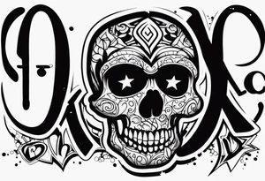street art graffiti skull with the words "GenX OG" tattoo idea