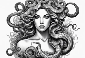 Medusa tattoo with a beautiful face focusing on the eyes. Instead of snake like hair I want octopus like hair. tattoo idea