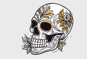 A skeleton removes a masquerade mask from its face tattoo idea