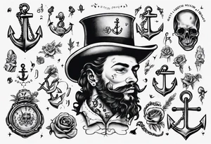 Jack sparro old Dutch style old style with anchor tattoo idea