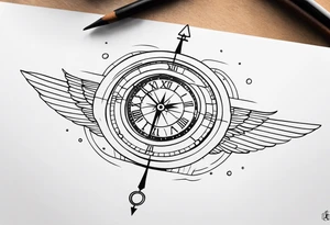 Very Simple tattoo combining elements of time, travel, and direction. tattoo idea