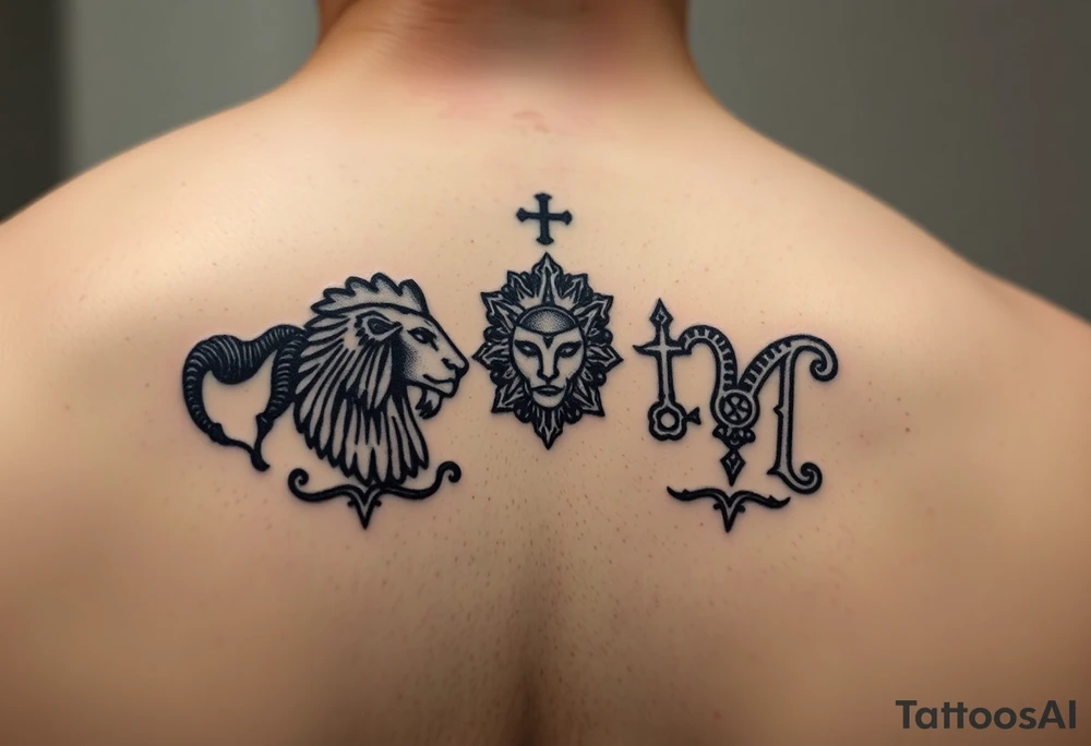A foreman sleeve that has my family’s birth signs Aries, Leo, and Gemini along with St. Florian tattoo idea