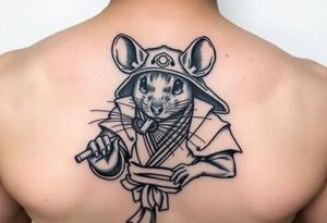 Female rat dressed up as Japanese  samurai tattoo idea