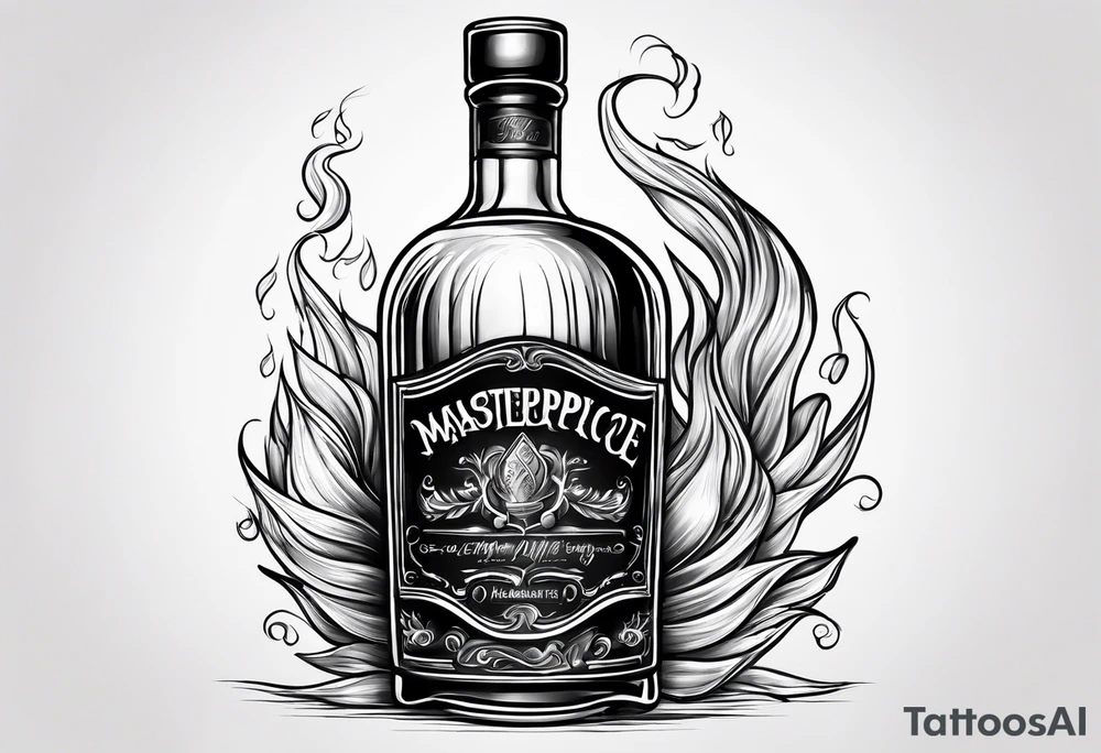 Flaming rag in whiskey bottle tattoo idea