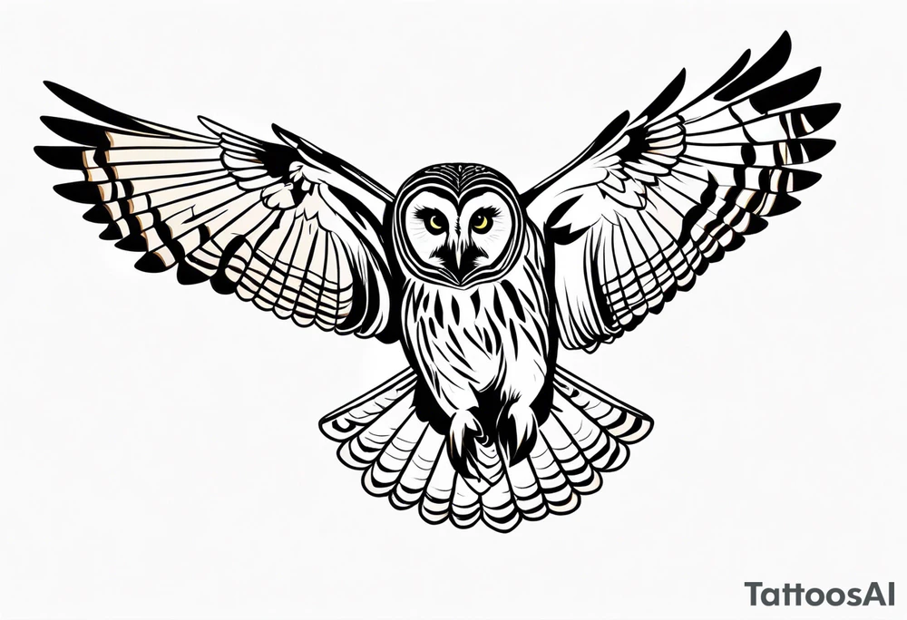 barred owl in flight tattoo idea