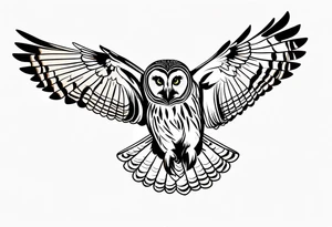 barred owl in flight tattoo idea