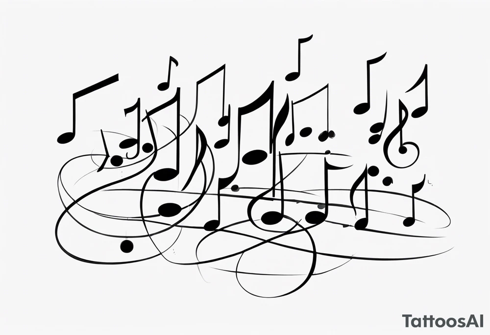 Music notes where the notes are attached to dancing heads tattoo idea