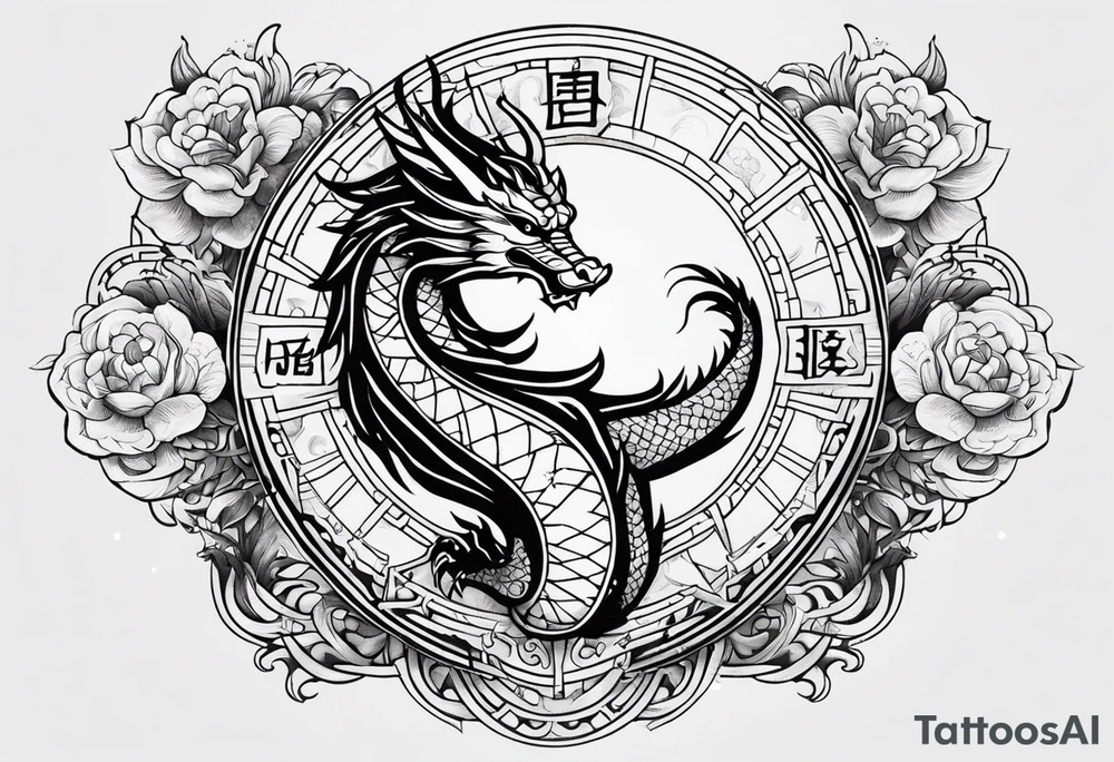 combine this into prompt for AI tatoo generator - power of birth date: which is 18 of April, 1988 year of dragon. it should demonstrate сonfidence and determination, spiritual strength and growth tattoo idea