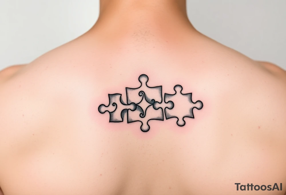 Individual Puzzle pieces of a blended family of 6 tattoo idea