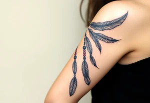 native dreamcatcher with flowing feathers and sacred beads tattoo idea