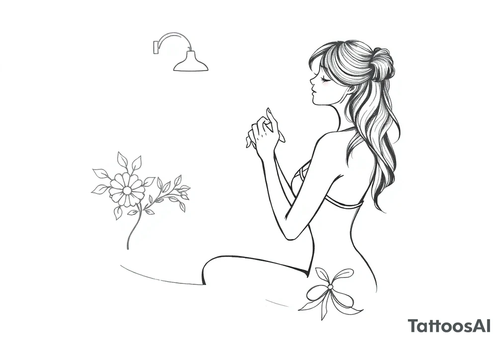 girl cleaning bathroom tattoo idea