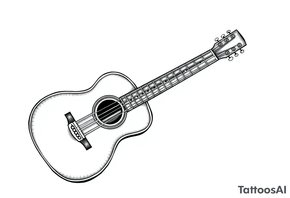 Line traditional American acoustic guitar tattoo idea