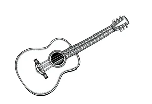 Line traditional American acoustic guitar tattoo idea