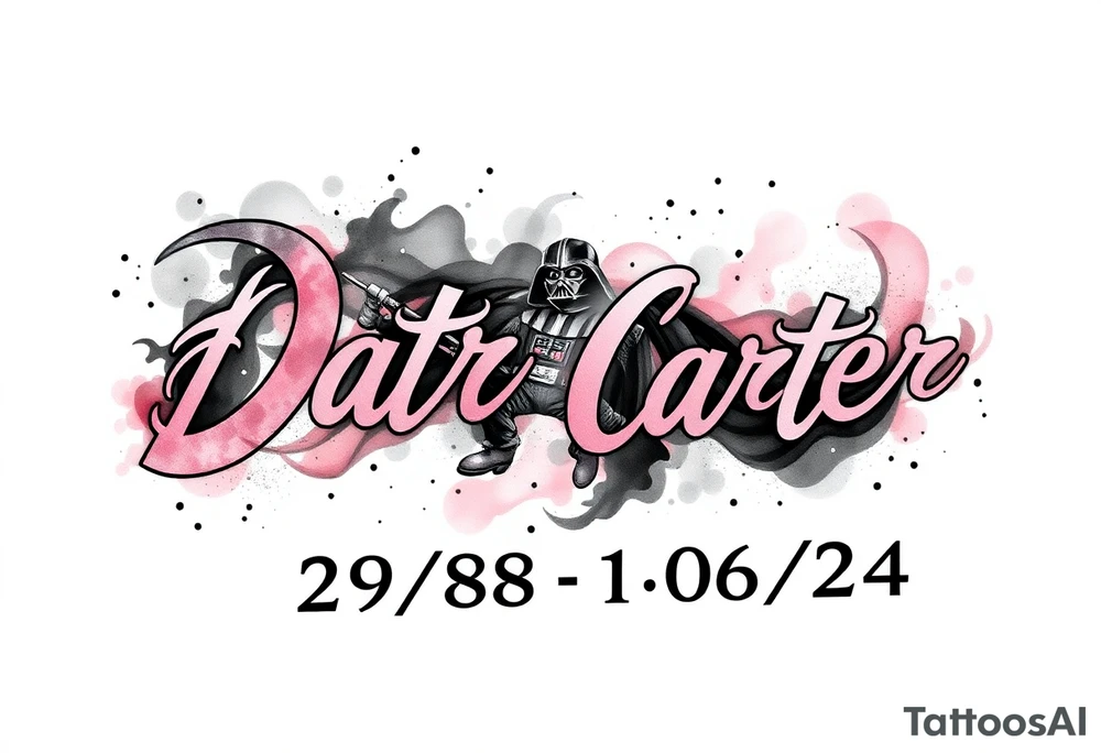 Skateboarding Darth Vader
WORDS in star wars font "Darth Carter"
12/29/88-01/06/24 tattoo idea