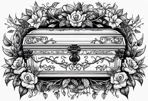 Leafy vines with casket tattoo idea