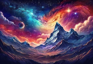 milky way galaxy with a cloudy pattern tattoo idea