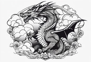 Dragon breaking through the clouds tattoo idea
