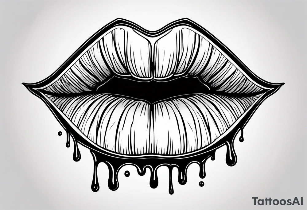 sexy lips dripping tattoo idea