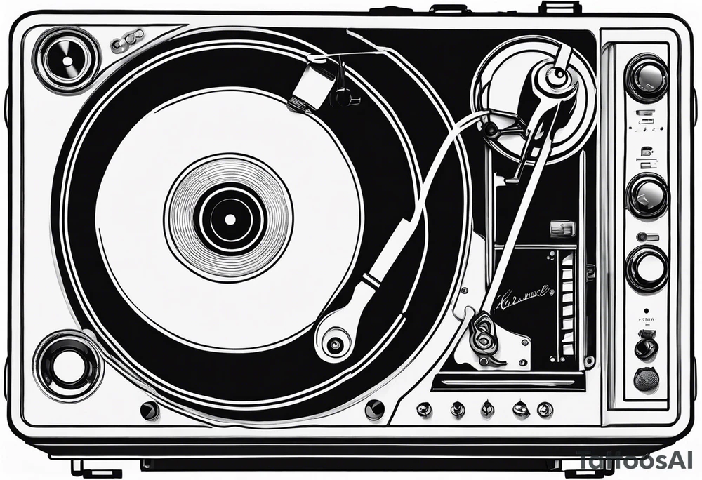 Recordplayer finline art minimalistic 2D tattoo idea