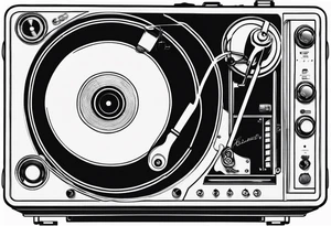 Recordplayer finline art minimalistic 2D tattoo idea