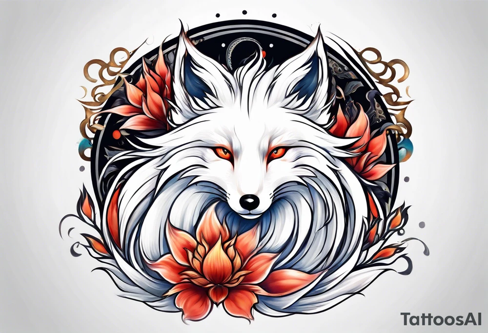 White fox mystic ninetails tattoo idea