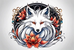 White fox mystic ninetails tattoo idea