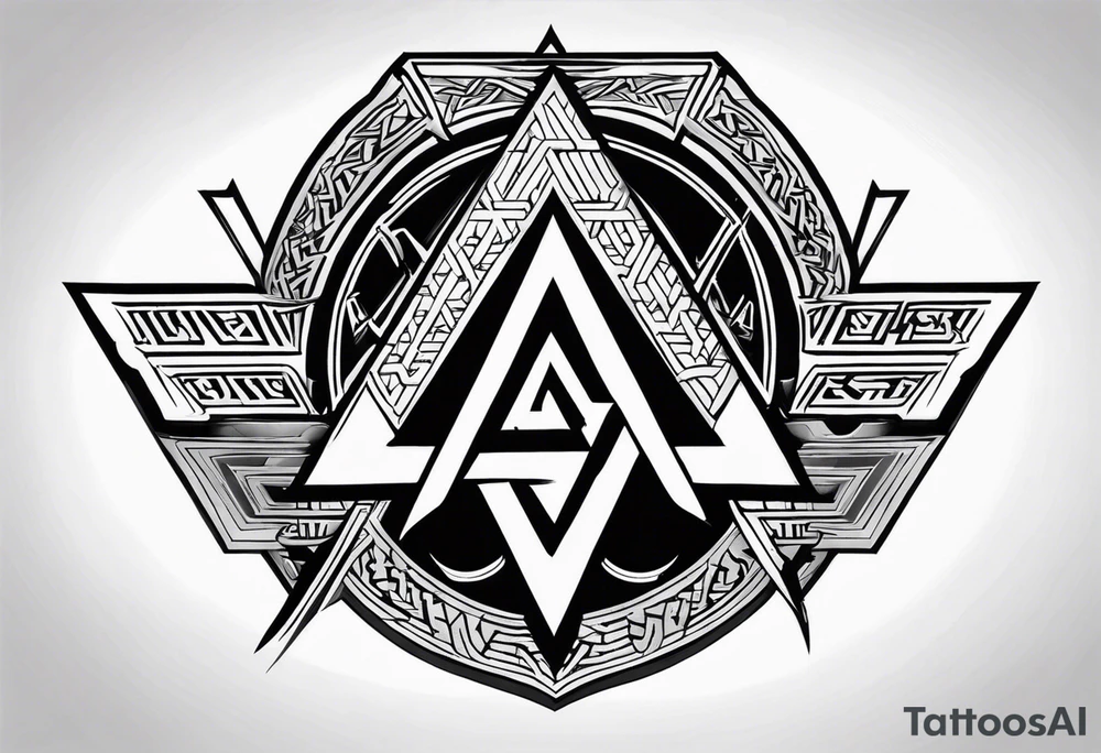Valknut Valhalla sword shield tattoo idea