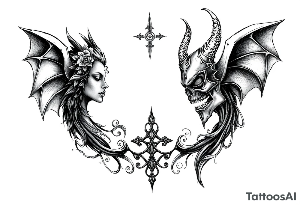 Good and evil tattoo idea
