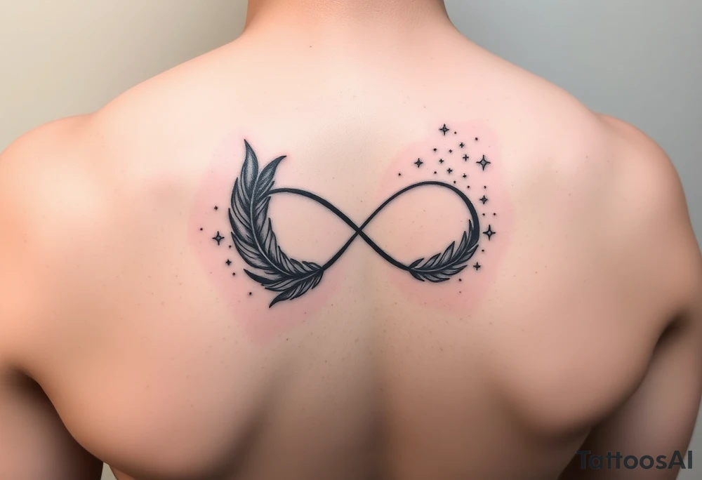 infinity symbol woven with floating feathers and stardust tattoo idea infinity symbol woven with floating feathers and stardust tattoo idea