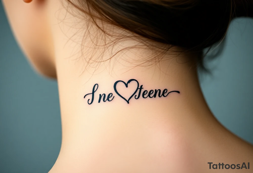 A beautiful calligraphic script of the couple’s initials, intertwined with a subtle heart-shaped flourish tattoo idea