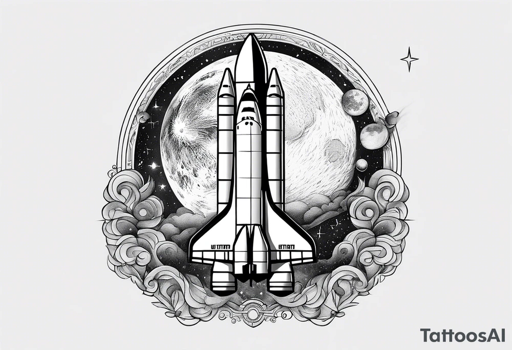 spaceshuttle, moon, star tattoo idea