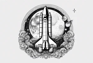 spaceshuttle, moon, star tattoo idea