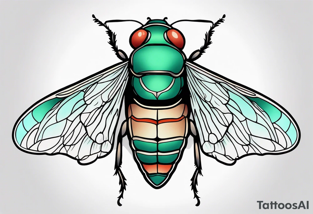 Neo traditional cicada tattoo idea
