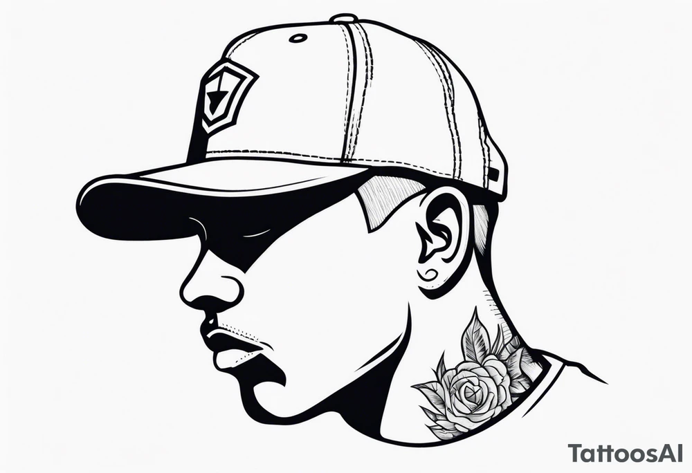 Man wearing a cap facing forward tattoo idea