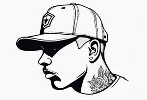 Man wearing a cap facing forward tattoo idea